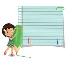 Your text here cute kids holding notepad and pen vector