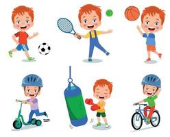 funy kid doing different activities vector