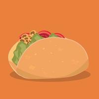 ilustración de mascota de dibujos animados lindo de vector de taco de comida rápida