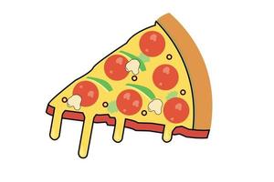 Rebanada de pizza con comida de ilustración de icono de vector de oliva