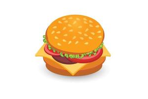 ilustración de vector de hamburguesa de comida rápida de hamburguesa.