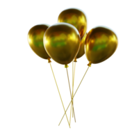 3d render gold balloon png