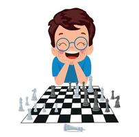 Cartoon Character Playing Chess Game vector