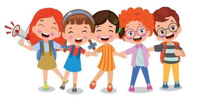 cute happy preschoolers side by side vector