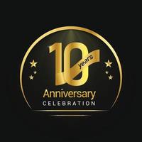 10 years Anniversary Celebration design with golden gradient. vector