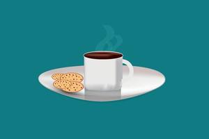 cartel de café con ilustración de vector de taza de porcelana blanca realista