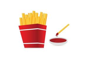 French Fry with sauce vector design.
