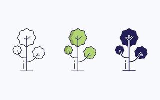 Tree icon, line and glyph vector illustration