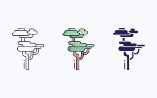 Tree icon, line and glyph vector illustration