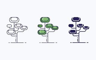 icono de árbol, línea e ilustración de vector de glifo