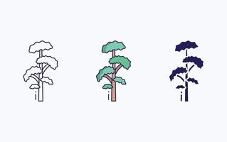 icono de árbol, línea e ilustración de vector de glifo