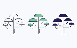 icono de árbol, línea e ilustración de vector de glifo