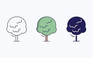 icono de árbol, línea e ilustración de vector de glifo