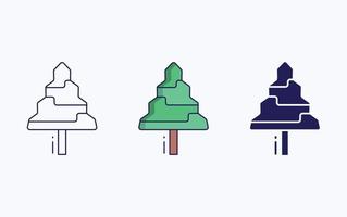 Tree icon, line and glyph vector illustration