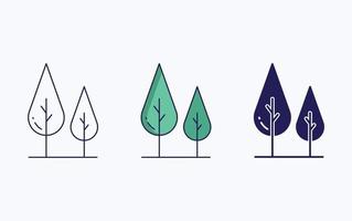 icono de árbol, línea e ilustración de vector de glifo