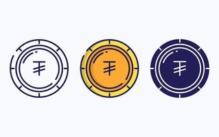 línea de moneda y icono de glifo, ilustración vectorial vector