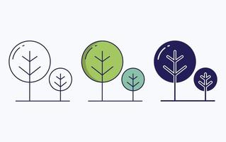 icono de árbol, línea e ilustración de vector de glifo