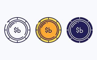 Coin currency line and glyph icon, vector illustration