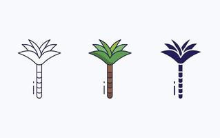 icono de palmera, línea e ilustración de vector de glifo