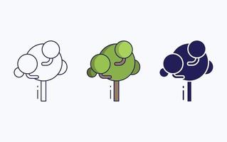 Tree icon, line and glyph vector illustration