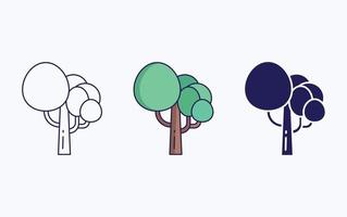 Tree icon, line and glyph vector illustration