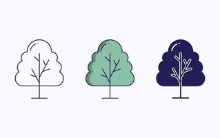 Tree icon, line and glyph vector illustration