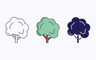 Mahogany Tree icon, line and glyph vector illustration