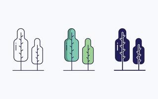 Tree icon, line and glyph vector illustration