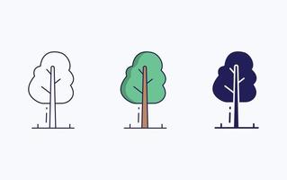 icono de árbol, línea e ilustración de vector de glifo