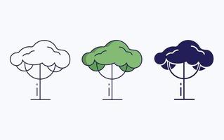 Tree icon, line and glyph vector illustration