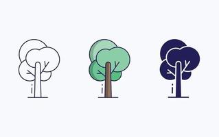 Tree icon, line and glyph vector illustration