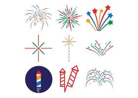 plantilla de diseño de icono de feliz año nuevo fuegos artificiales aislado vector