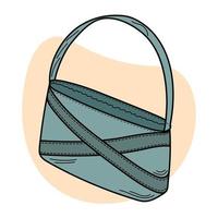 Freehand line art of womens handbag silhouette. Piece of clothing. Accessory vector