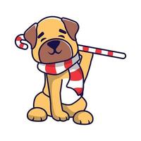 lindo perro de navidad en vector de ilustración de traje de navidad
