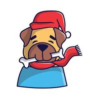 lindo perro de navidad en vector de ilustración de traje de navidad