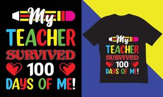 100 Days of School T-Shirt Design. vector