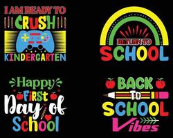 Back To School T-Shirt Design Bundle. vector