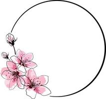 marco circular decorado con algunas flores vector