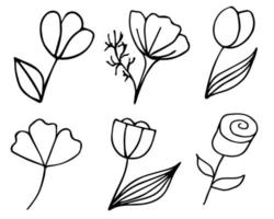 flores en blanco y negro vector