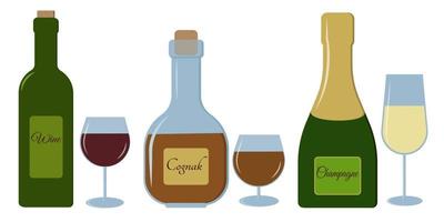 a set of alcoholic beverages vector