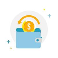 reembolso, reembolso a la billetera, ahorro de dinero concepto ilustración diseño plano vector eps10. elemento gráfico moderno para página de destino, interfaz de usuario de estado vacío, infografía, icono