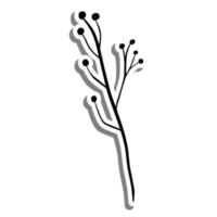Monochrome Long Stem Pollen on white silhouette and gray shadow. Vector illustration for decoration or any design.