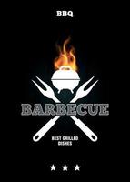 Grill menu design template on a black grunge background vector