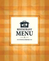 Food and drinks restaurant menu on a retro style tablecloth background vector