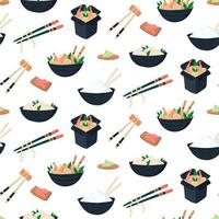 Seamless pattern with Asian food. vector illustration