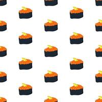 Seamless pattern with sushi with red caviar. vector illustration