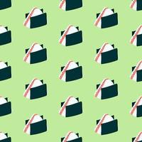 Seamless pattern with onigiri on a green background. vector illustration