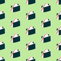 Seamless pattern with onigiri on a green background. vector illustration