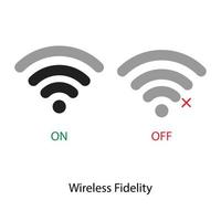 fidelidad inalámbrica. icono de wi-fi activado. conexión a internet en el vector de señal apagada.