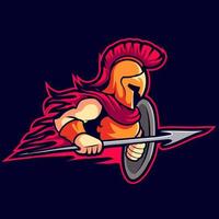 diseño de mascota de vector de logotipo de guerrero espartano
